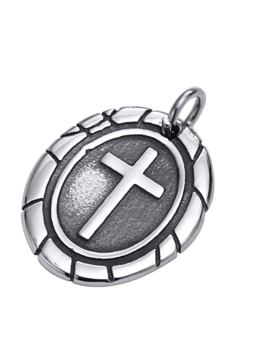 Steel pendant without chain Stainless steel Hip Hop  Oval Cross Pendant