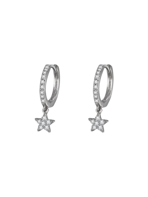 A01 E23 platinum Alloy Cubic Zirconia Star Minimalist Huggie Earring