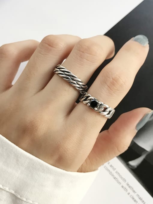 Boomer Cat 925 Sterling Silver Vintage   Double Layer Twisting  Stackable Ring 0