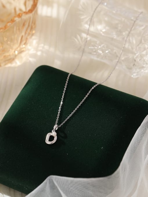 NS1066 【 D 】 925 Sterling Silver Imitation Pearl 26 Letter Minimalist Necklace
