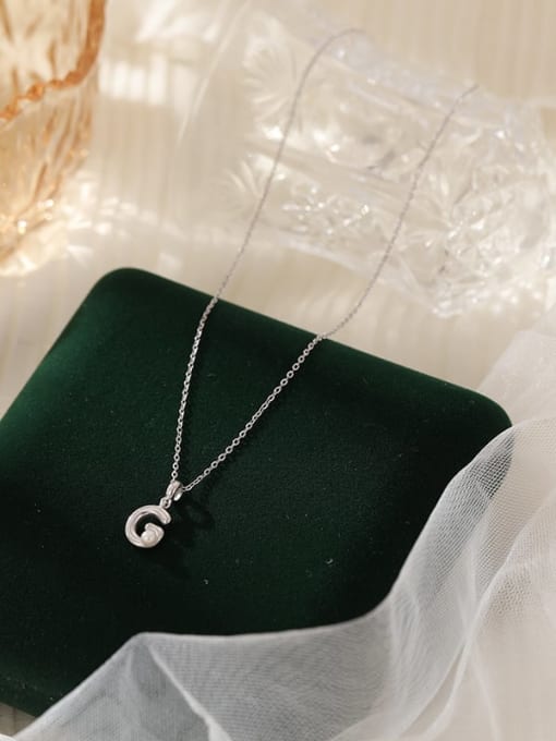 NS1066【G】 925 Sterling Silver Imitation Pearl 26 Letter Minimalist Necklace