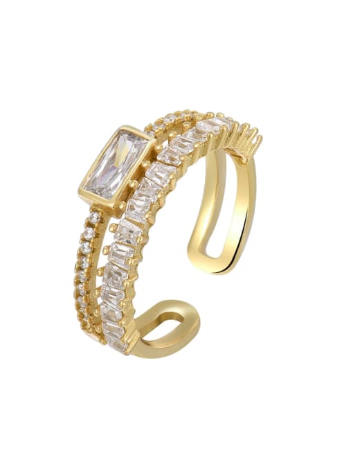 18K Gold 925 Sterling Silver Cubic Zirconia Geometric Minimalist Stackable Ring