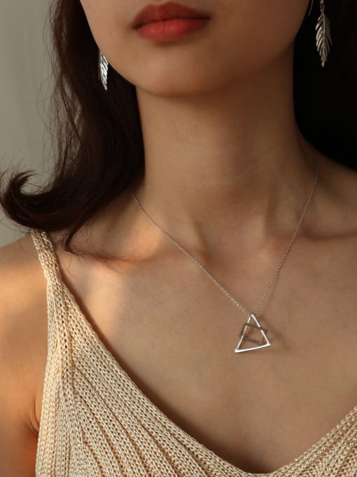 Boomer Cat 925 Sterling Silver Geometric triangle square Necklace 2