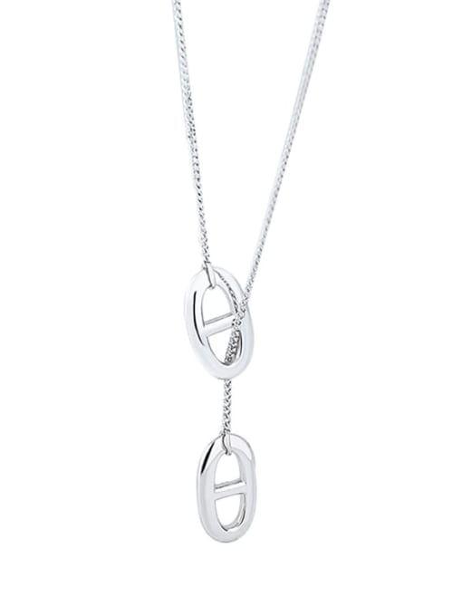 XBOX 925 Sterling Silver Hollow Geometric Minimalist Lariat Necklace 4