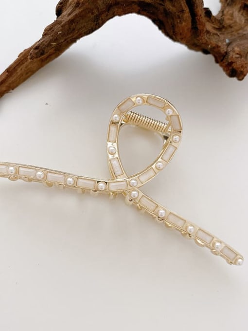Ribbon Pearl 11.5cm Alloy Imitation Pearl Minimalist Geometric Jaw Hair Claw