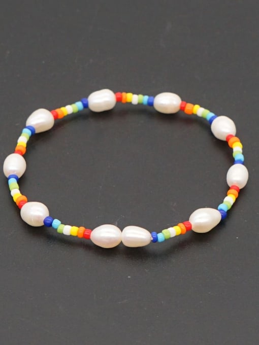 ZZ B200005C Freshwater Pearl Multi Color Round Bohemia Stretch Bracelet