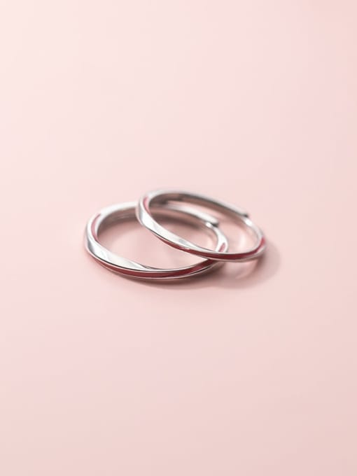 Rosh 925 Sterling Silver Enamel Line Minimalist Couple Ring 2