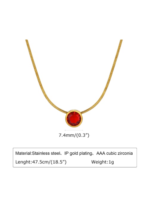 red Stainless steel Cubic Zirconia Geometric Minimalist Necklace