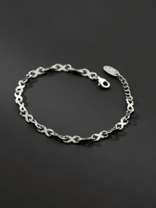 Rosh 925 Sterling Silver Irregular Minimalist Link Bracelet