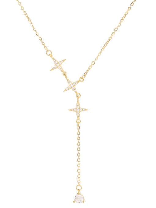 BeiFei Minimalism Silver 925 Sterling Silver Cubic Zirconia Tassel Dainty Lariat Necklace 0