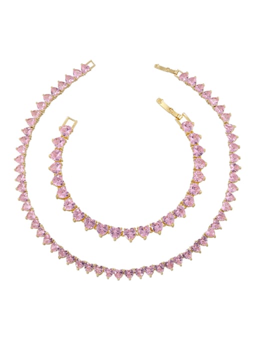 ROSS Brass Cubic Zirconia Pink Heart Necklace