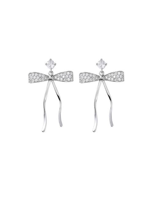 platinum Alloy With Platinum Plated Cute Bowknot Drop Earrings