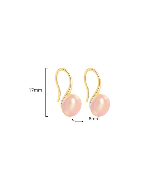 BeiFei Minimalism Silver 925 Sterling Silver Imitation Pearl Irregular Minimalist Hook Earring 2