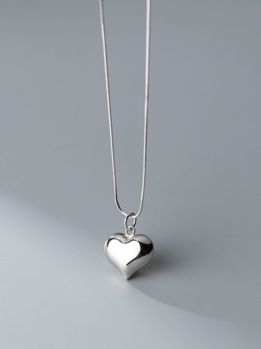 Rosh 925 Sterling Silver Smotth Heart Minimalist Necklace 3