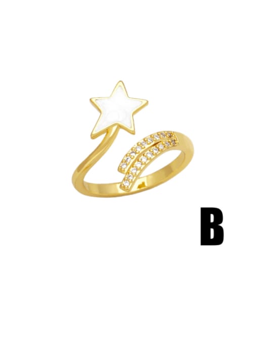 B Brass Cubic Zirconia Heart Minimalist Band Ring