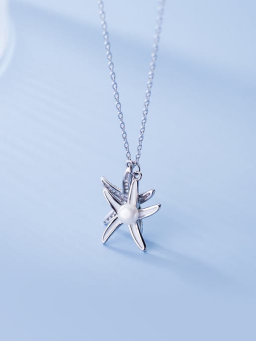Rosh 925 Sterling Silver Cubic Zirconia r Minimalist Starfish Pendant Necklace 2
