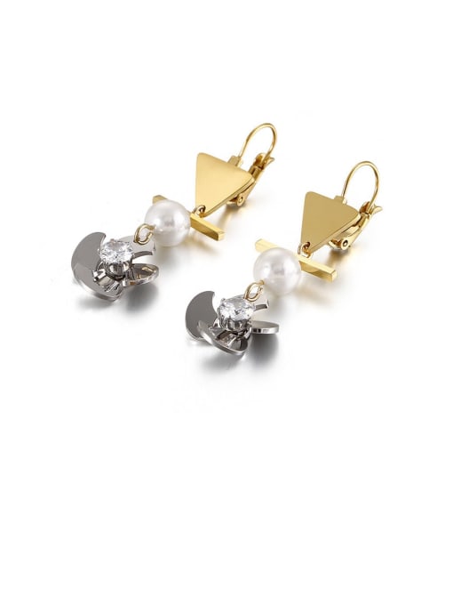 gold gray Titanium Imitation Pearl Geometric Vintage Drop Earring