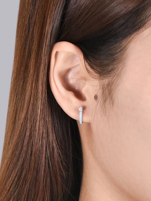 XBOX 925 Sterling Silver Enamel Geometric Minimalist Huggie Earring 2