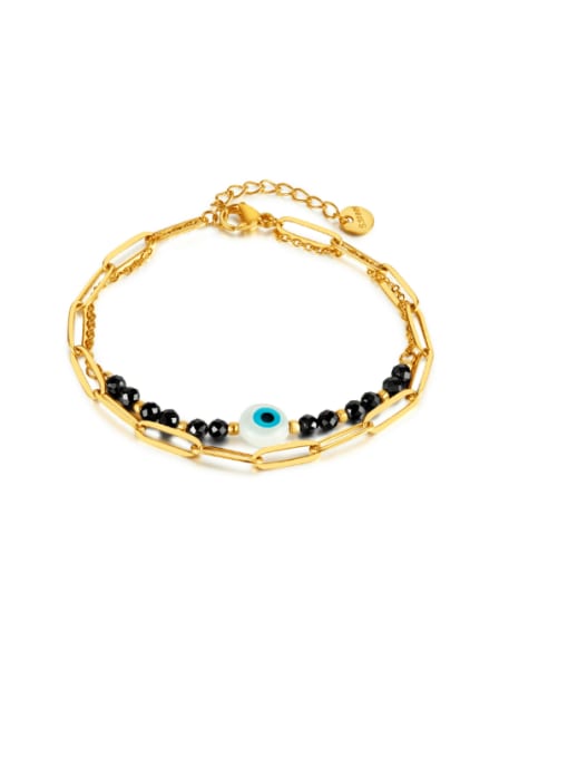 Open Sky Titanium Steel Evil Eye Hip Hop Strand Bracelet