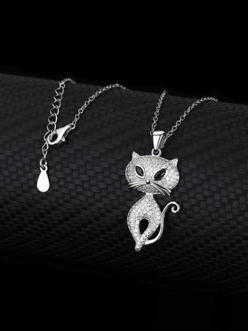 BC-Swarovski Elements 925 Sterling Silver Cubic Zirconia Icon Cat Cute Necklace 3