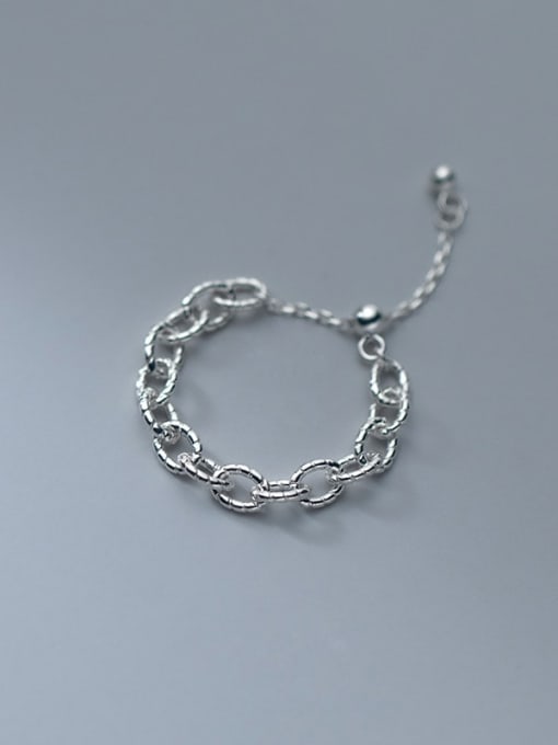 silver 925 Sterling Silver Hollow Geometric  Chain Minimalist Band Ring