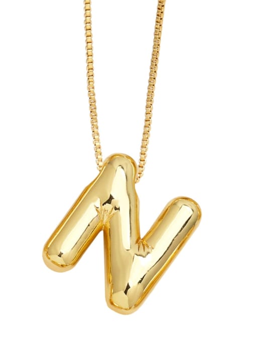 N Brass Letter Minimalist Necklace