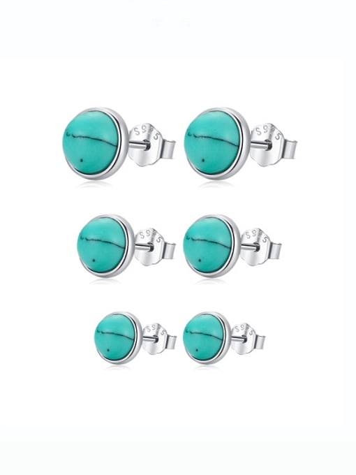 MODN 925 Sterling Silver Turquoise Geometric Minimalist Stud Earring