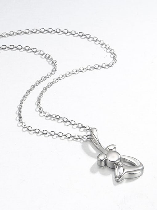HAHN 925 Sterling Silver Rhinestone Mouse Minimalist Necklace 3