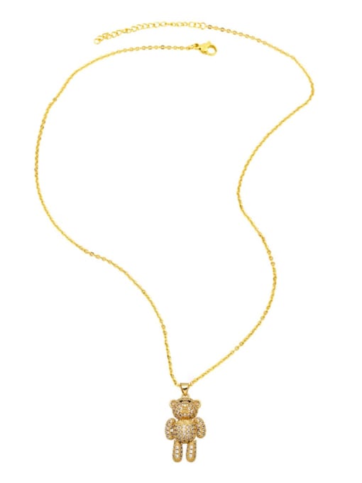CC Brass Cubic Zirconia Bear Vintage Necklace 3