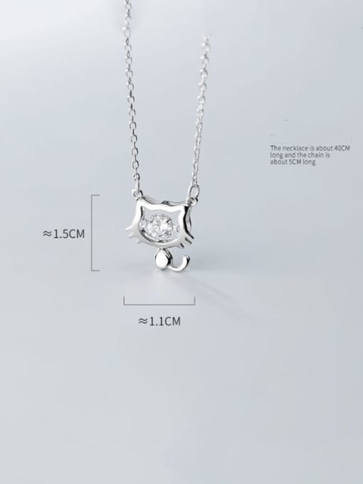 Rosh 925 sterling silver rhinestone Cute cat  Pendant necklace 1