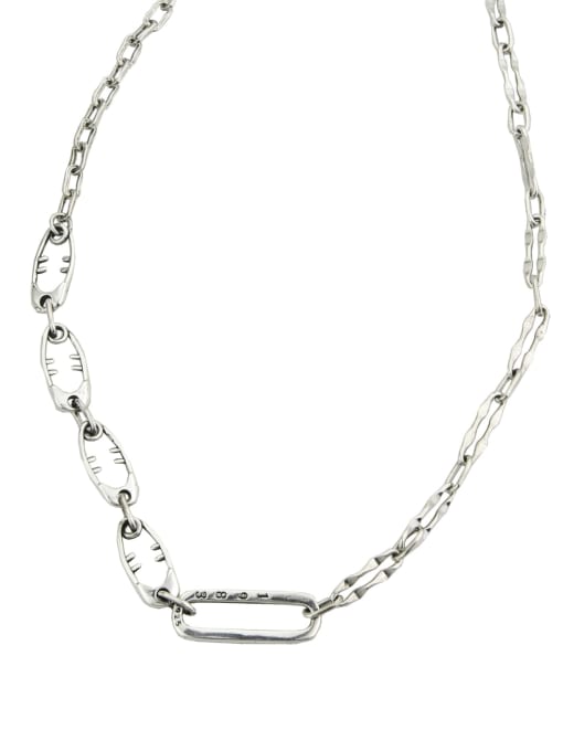 SHUI Vintage Sterling Silver With Platinum Plated Simplistic Geometric Necklaces 0