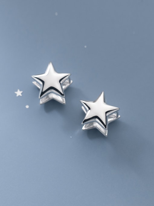 Rosh 925 Sterling Silver Pentagram Minimalist Stud Earring 1