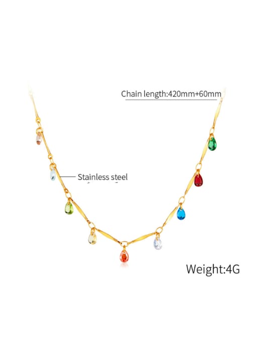 Open Sky Stainless steel Cubic Zirconia Tassel Minimalist Necklace 2