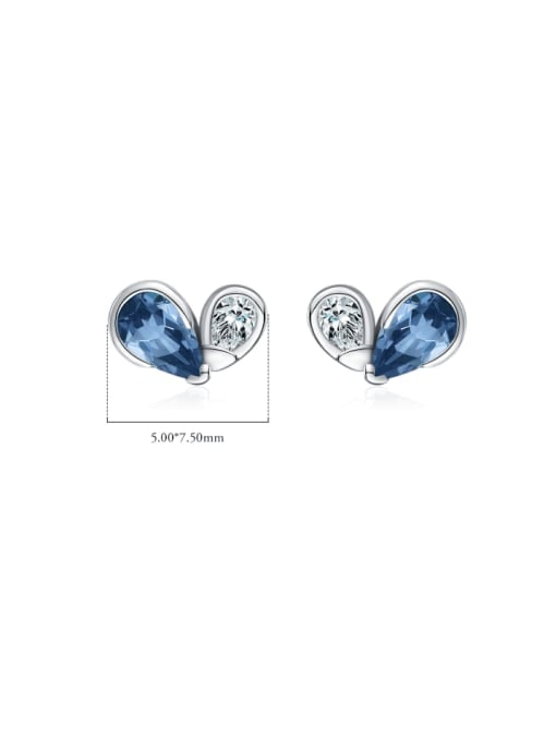 Blue Stone 925 Sterling Silver Cubic Zirconia Heart Dainty Stud Earring
