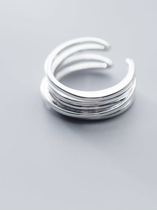 Rosh 925 Sterling Silver Minimalist Fashion Multi-layer lines Irregular Free Size Ring 2