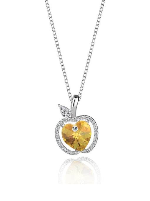 JYXZ 010 (golden) 925 Sterling Silver Austrian Crystal Heart Classic Necklace