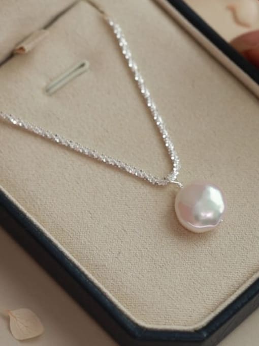 Rosh 925 Sterling Silver Freshwater Pearl Geometric Minimalist Necklace 0