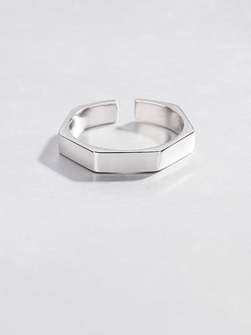 HAHN 925 Sterling Silver Smooth Geometric Minimalist Midi Ring 3