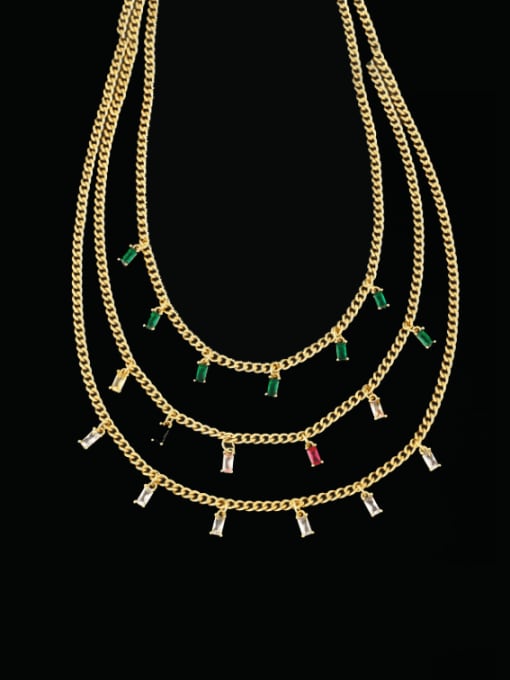CC Brass Cubic Zirconia Geometric Vintage Necklace