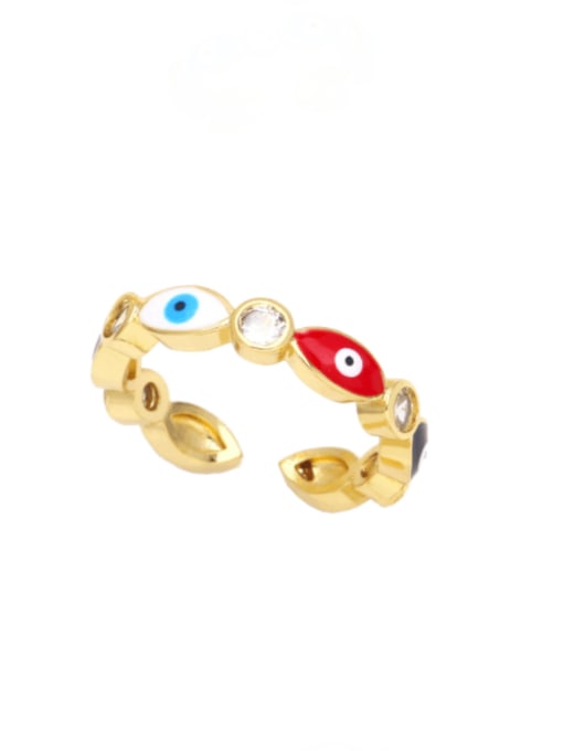 Mixed color Brass Enamel Evil Eye Cute Band Ring