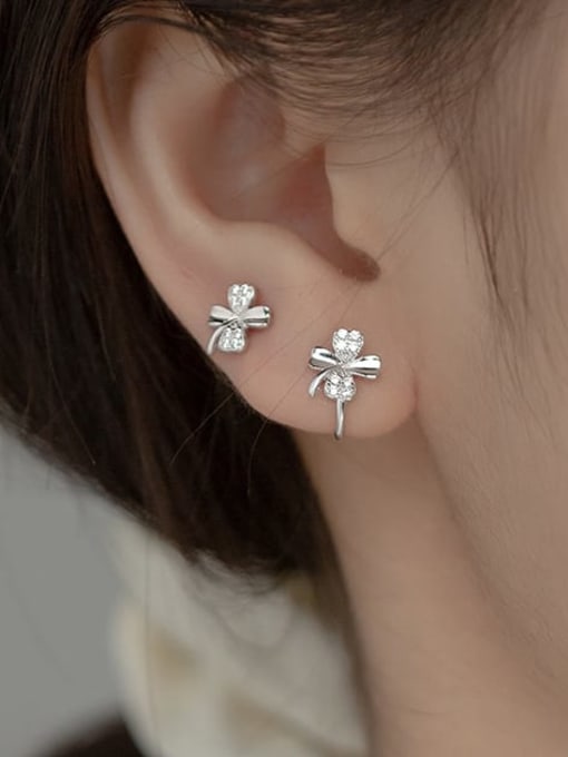 Rosh 925 Sterling Silver Cats Eye Flower Cute Stud Earring 3
