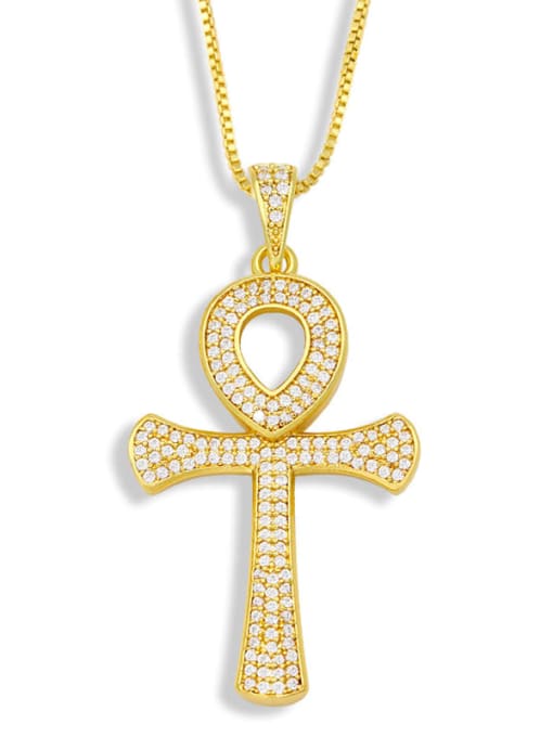CC Brass Cubic Zirconia Cross Hip Hop Necklace 1