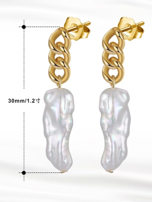 RINNTIN 925 Sterling Silver Freshwater Pearl Geometric Vintage Huggie Earring 1