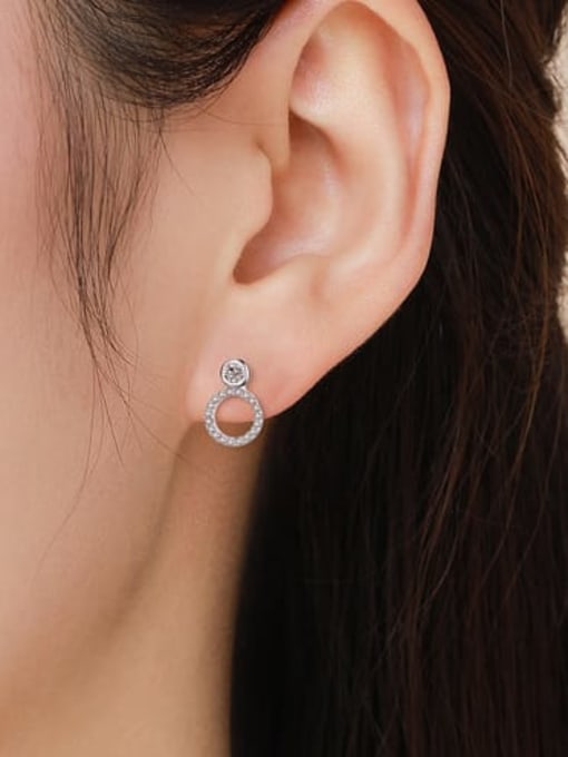 MODN 925 Sterling Silver Cubic Zirconia Geometric Minimalist Drop Earring 1