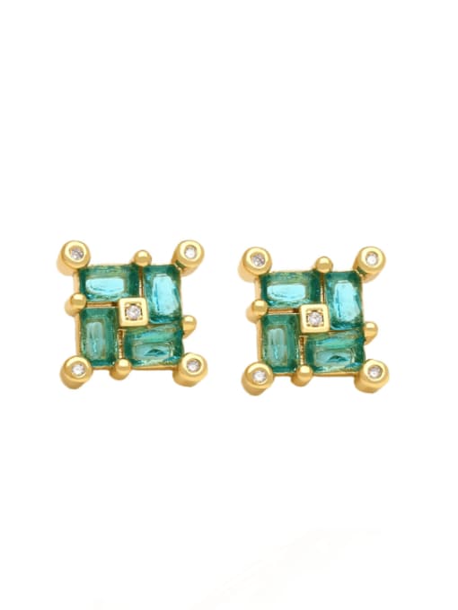 CC Brass Cubic Zirconia Square Minimalist Stud Earring 4