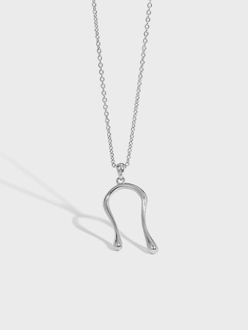 DAKA 925 Sterling Silver Smooth Geometric Minimalist Necklace