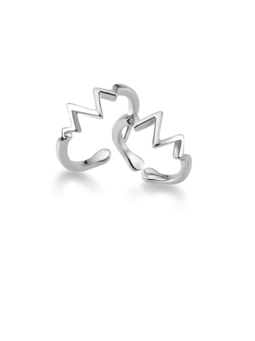 Rosh 925 Sterling Silver With Platinum Plated Simplistic Irregular Free Size Rings