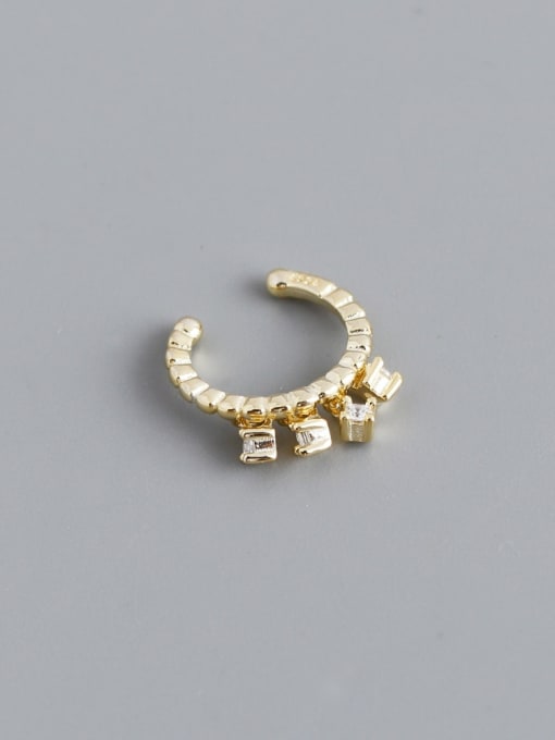 Gold (single) 925 Sterling Silver Cubic Zirconia Geometric Minimalist Single Earring(Single-Only One)