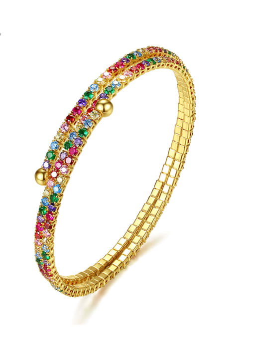 BLING SU Copper Cubic Zirconia Multi Color Round Luxury Bracelet 0