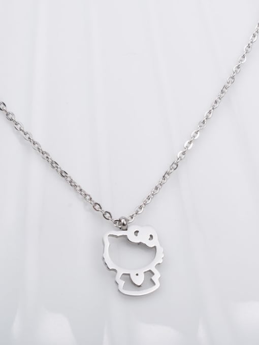 A TEEM Titanium Cartoon Hollow cat Necklace 2